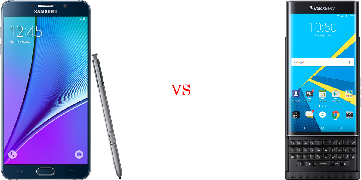 Samsung Galaxy Note 5 versus BlackBerry Priv 1
